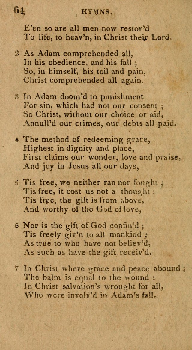 The Gospel Hymn Book: being a selection of hymns, composed by different authors designed for the use of the church universal and adapted to public and private devotion page 64