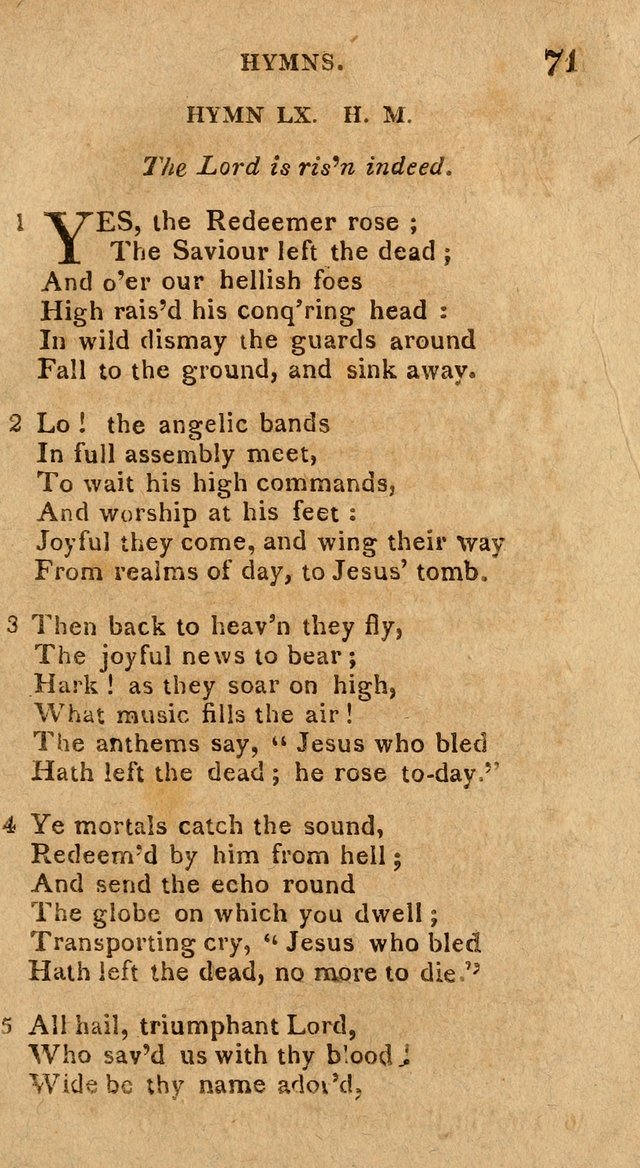 The Gospel Hymn Book: being a selection of hymns, composed by different authors designed for the use of the church universal and adapted to public and private devotion page 71