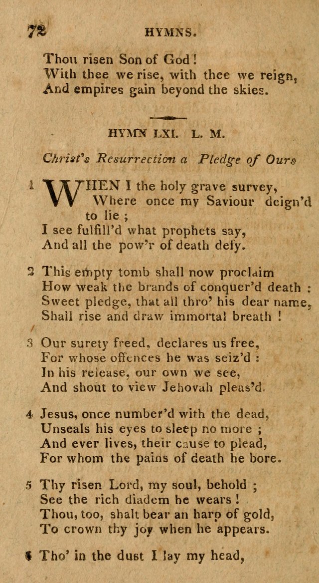 The Gospel Hymn Book: being a selection of hymns, composed by different authors designed for the use of the church universal and adapted to public and private devotion page 72