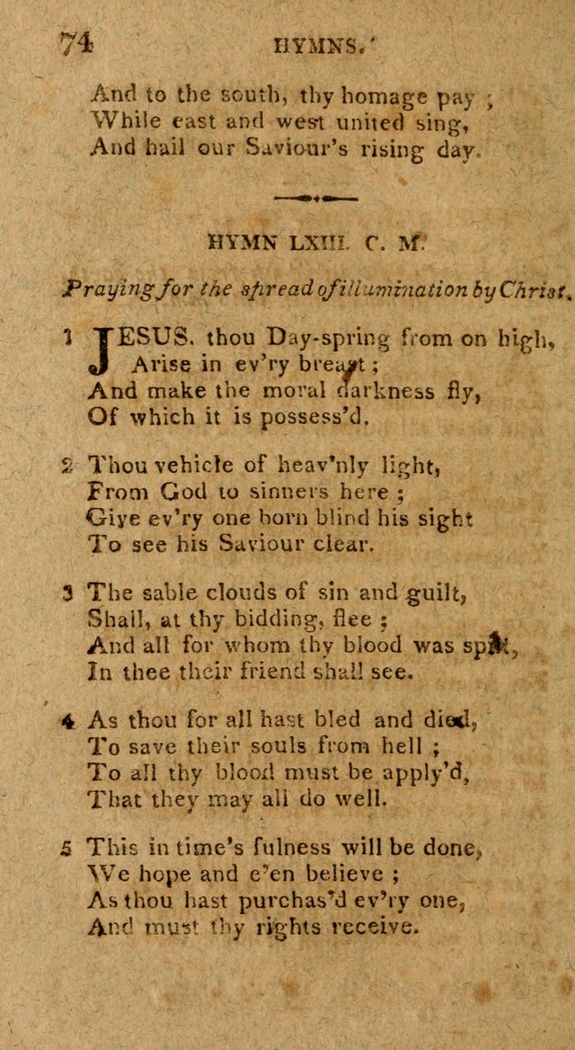 The Gospel Hymn Book: being a selection of hymns, composed by different authors designed for the use of the church universal and adapted to public and private devotion page 74