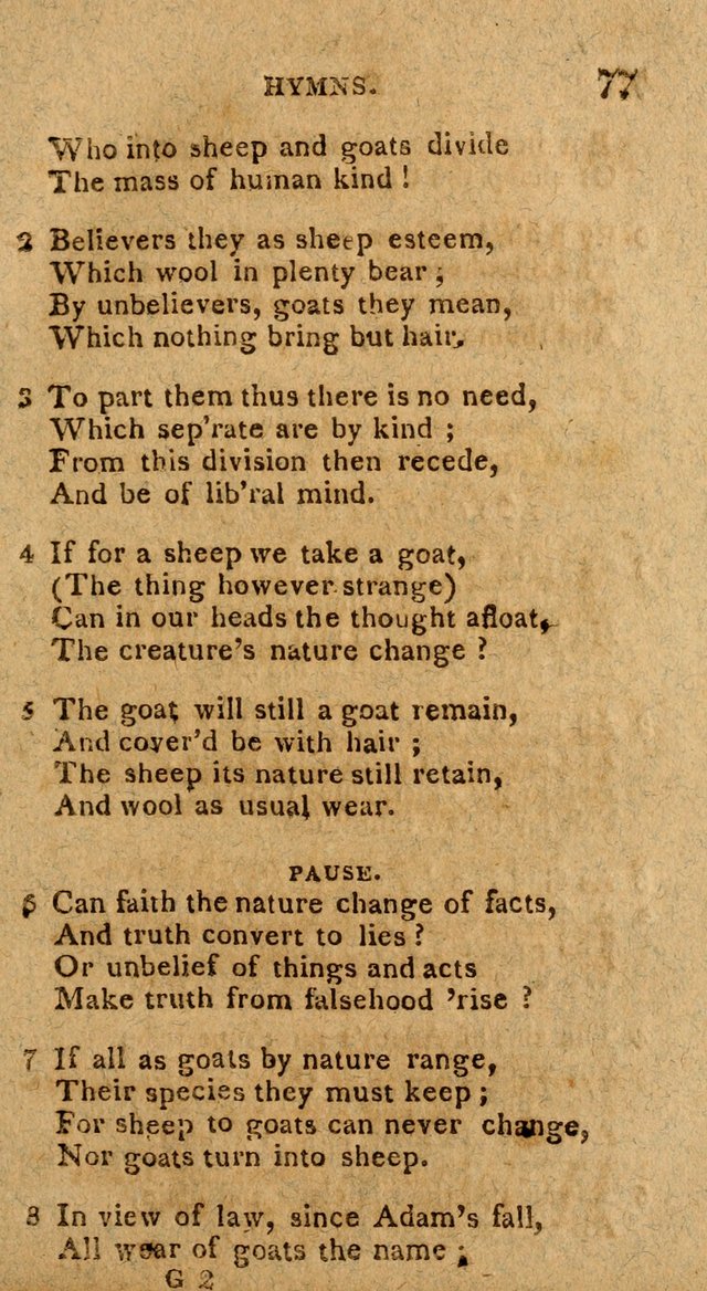 The Gospel Hymn Book: being a selection of hymns, composed by different authors designed for the use of the church universal and adapted to public and private devotion page 77