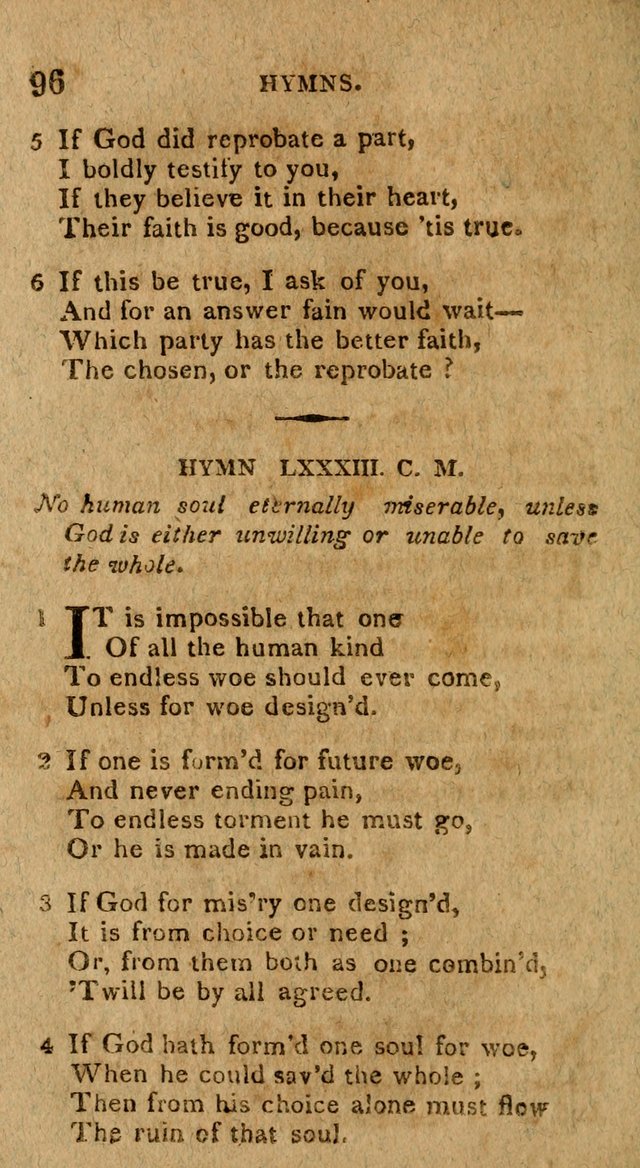 The Gospel Hymn Book: being a selection of hymns, composed by different authors designed for the use of the church universal and adapted to public and private devotion page 96