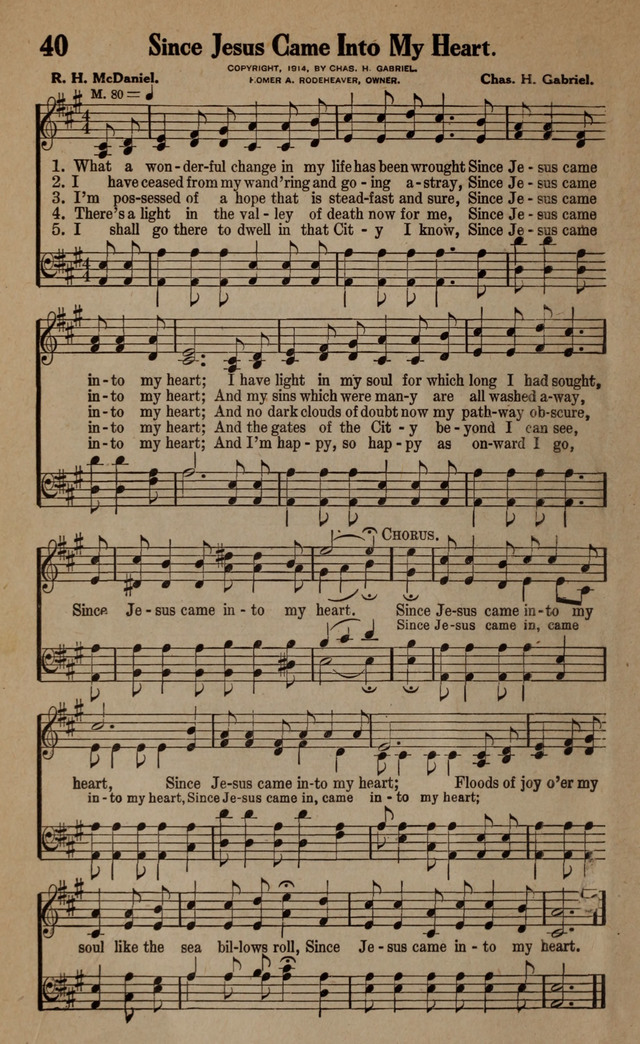 Gospel Hymns and Songs: for the Church, Sunday School and Evangelistic Services page 40