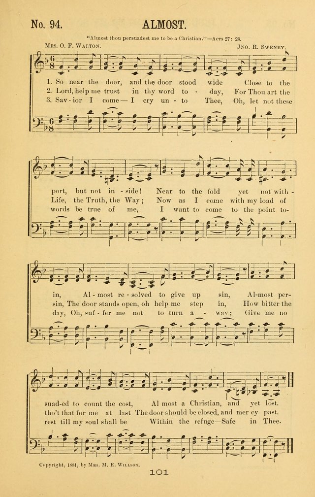 Great Joy!: a new and favorite collection of hymns and music, for gospel meetings, prayer, temperance, and camp meetings, and Sunday schools page 99