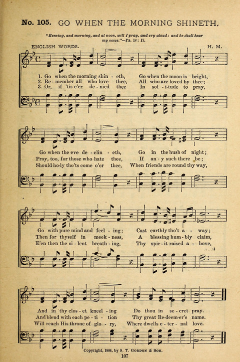 Gospel Melodies: a collection of sacred songs for use in Gospel Meetings, Social Gatheriing, &c., &c. page 107