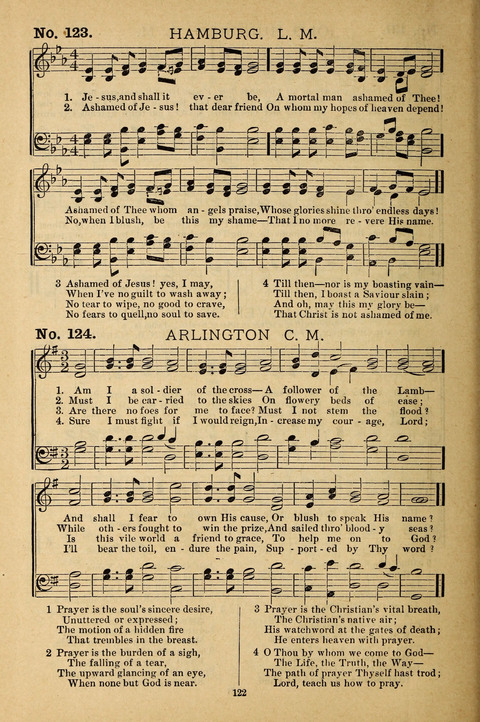 Gospel Melodies: a collection of sacred songs for use in Gospel Meetings, Social Gatheriing, &c., &c. page 122