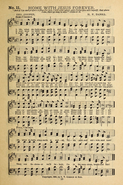 Gospel Melodies: a collection of sacred songs for use in Gospel Meetings, Social Gatheriing, &c., &c. page 13