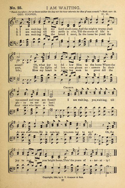 Gospel Melodies: a collection of sacred songs for use in Gospel Meetings, Social Gatheriing, &c., &c. page 27