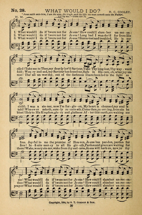 Gospel Melodies: a collection of sacred songs for use in Gospel Meetings, Social Gatheriing, &c., &c. page 30