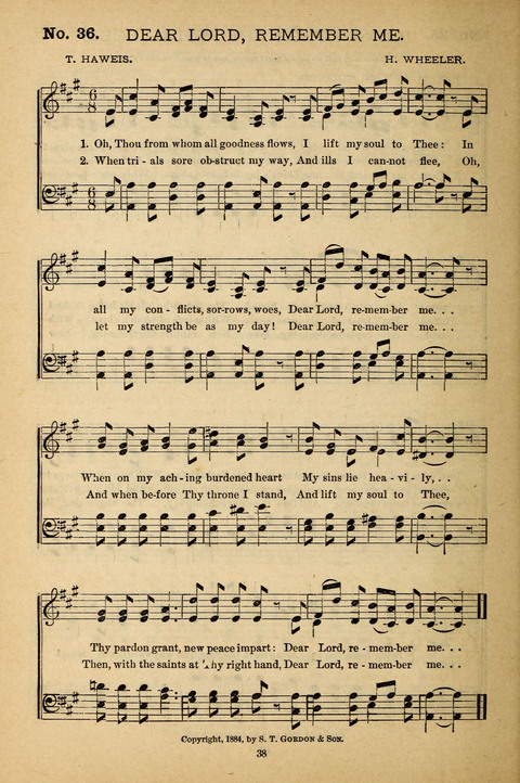 Gospel Melodies: a collection of sacred songs for use in Gospel Meetings, Social Gatheriing, &c., &c. page 38