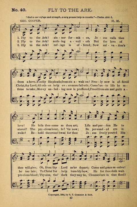 Gospel Melodies: a collection of sacred songs for use in Gospel Meetings, Social Gatheriing, &c., &c. page 42