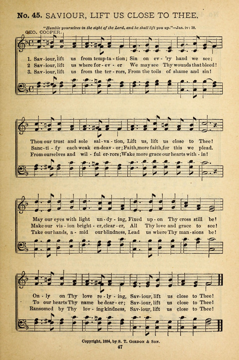 Gospel Melodies: a collection of sacred songs for use in Gospel Meetings, Social Gatheriing, &c., &c. page 47