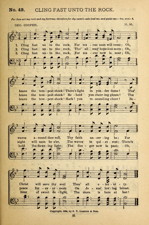 Gospel Melodies: a collection of sacred songs for use in Gospel Meetings, Social Gatheriing, &c., &c. page 51