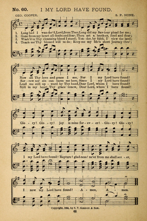 Gospel Melodies: a collection of sacred songs for use in Gospel Meetings, Social Gatheriing, &c., &c. page 62