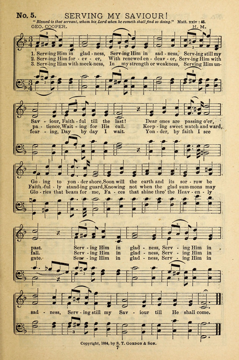 Gospel Melodies: a collection of sacred songs for use in Gospel Meetings, Social Gatheriing, &c., &c. page 7