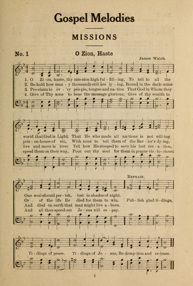 Gospel Melodies: A Collection of Choice Gospel Songs and Hymsn page 1