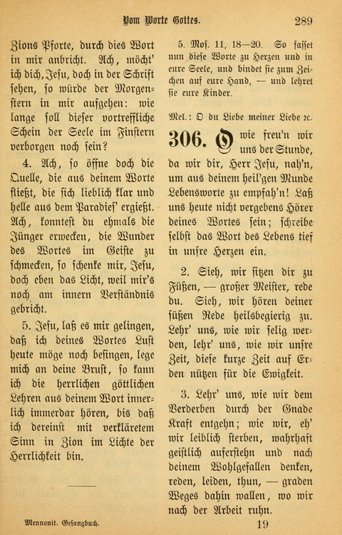 Gesangbuch in Mennoniten-Gemeinden in Kirche und Haus (4th ed.) page 289