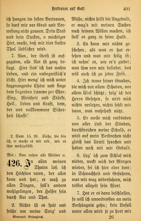 Gesangbuch in Mennoniten-Gemeinden in Kirche und Haus (4th ed.) page 401