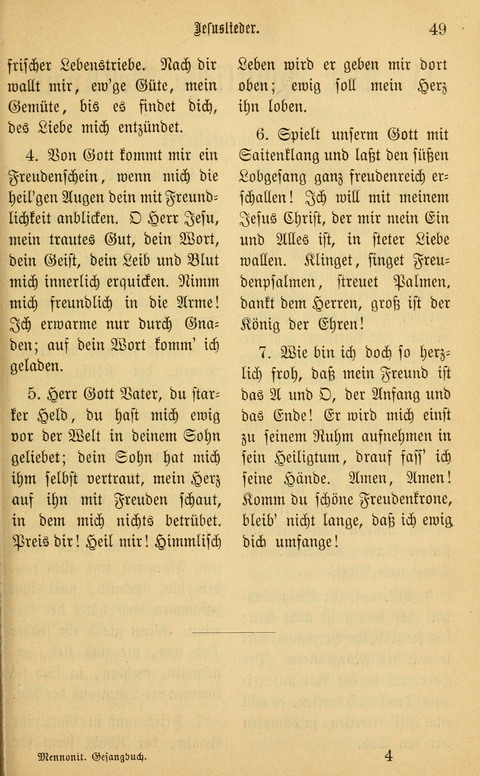 Gesangbuch in Mennoniten-Gemeinden in Kirche und Haus (4th ed.) page 49