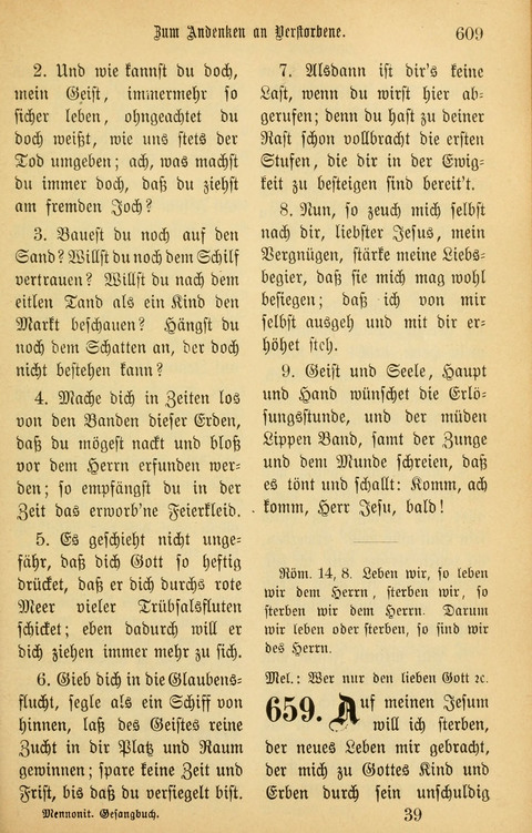 Gesangbuch in Mennoniten-Gemeinden in Kirche und Haus (4th ed.) page 609