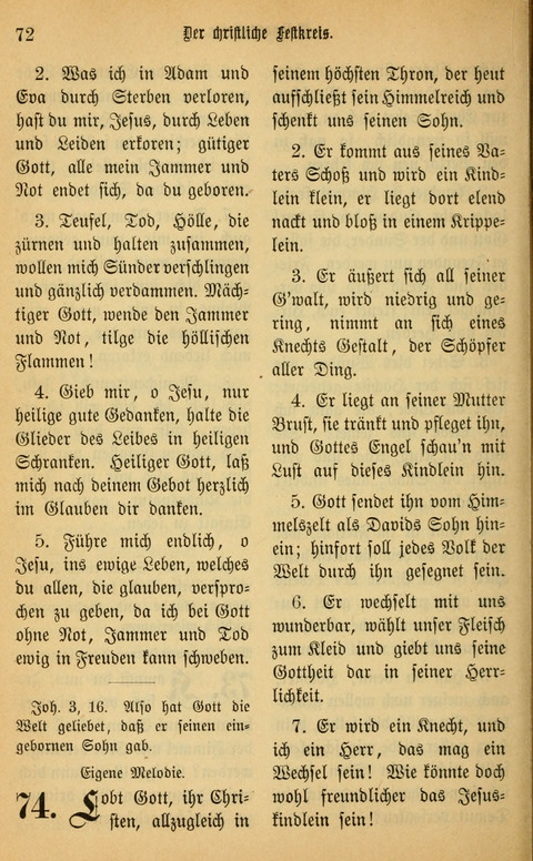 Gesangbuch in Mennoniten-Gemeinden in Kirche und Haus (4th ed.) page 72