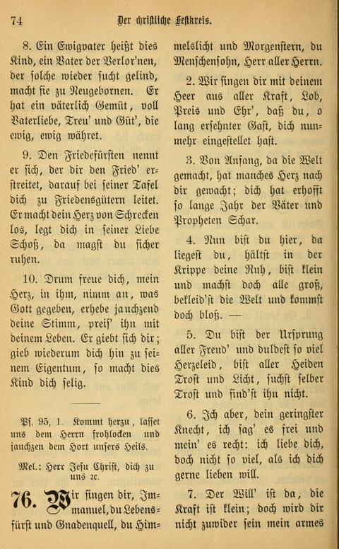 Gesangbuch in Mennoniten-Gemeinden in Kirche und Haus (4th ed.) page 74