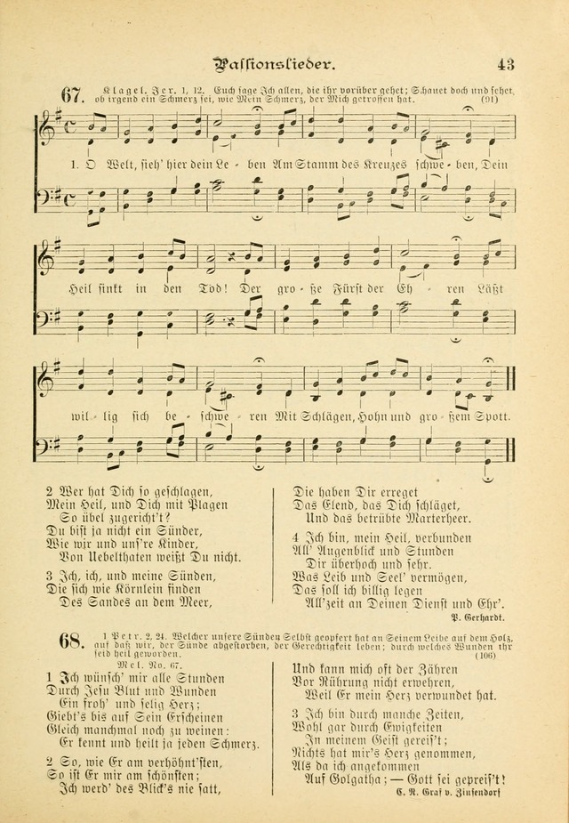 Gesangbuch mit Noten: herausgegeben von der Allgemeinen Conferenz der Mennoniten von Nord-Amerika (3rd. Aufl.) page 43