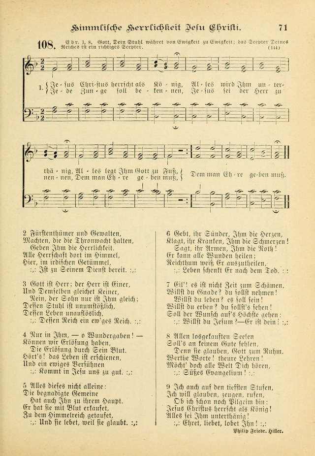 Gesangbuch mit Noten: herausgegeben von der Allgemeinen Conferenz der Mennoniten von Nord-Amerika (3rd. Aufl.) page 71