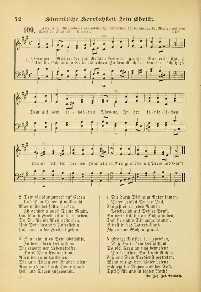 Gesangbuch mit Noten: herausgegeben von der Allgemeinen Conferenz der Mennoniten von Nord-Amerika (3rd. Aufl.) page 72