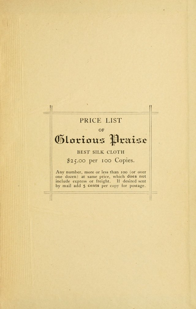 Glorious Praise: specially prepared for use in the prayer meeting, the church service, the young people