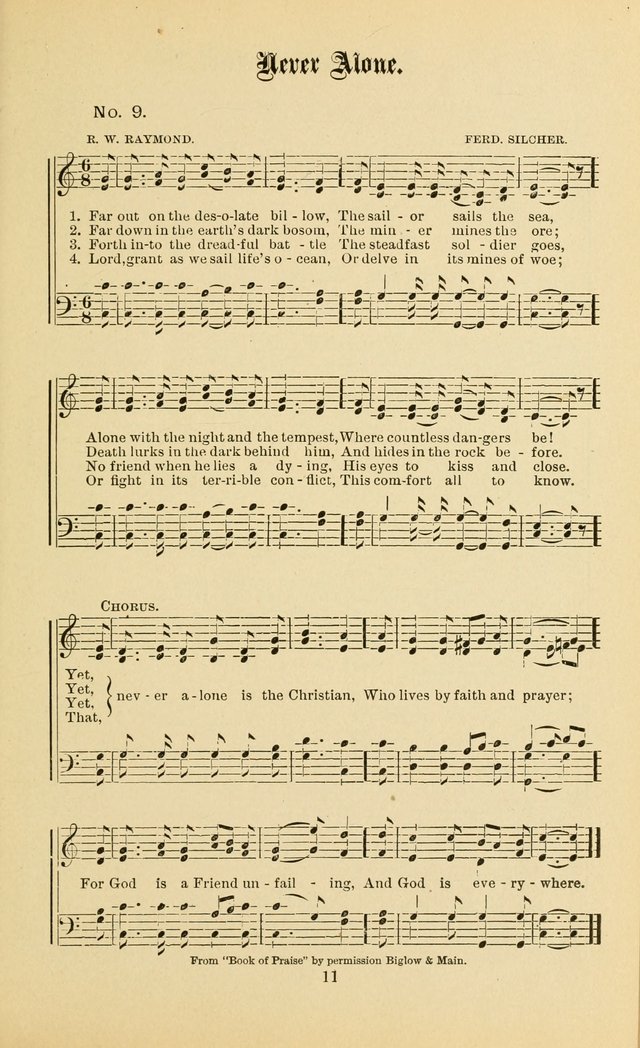 Gospel in Song: a new collection of "hymns and spiritual songs," for use in Sunday schools, praise meetings, prayer meetings, revival meetings, camp meetings and in other places ... page 11