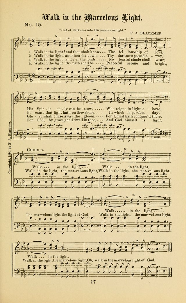 Gospel in Song: a new collection of "hymns and spiritual songs," for use in Sunday schools, praise meetings, prayer meetings, revival meetings, camp meetings and in other places ... page 17