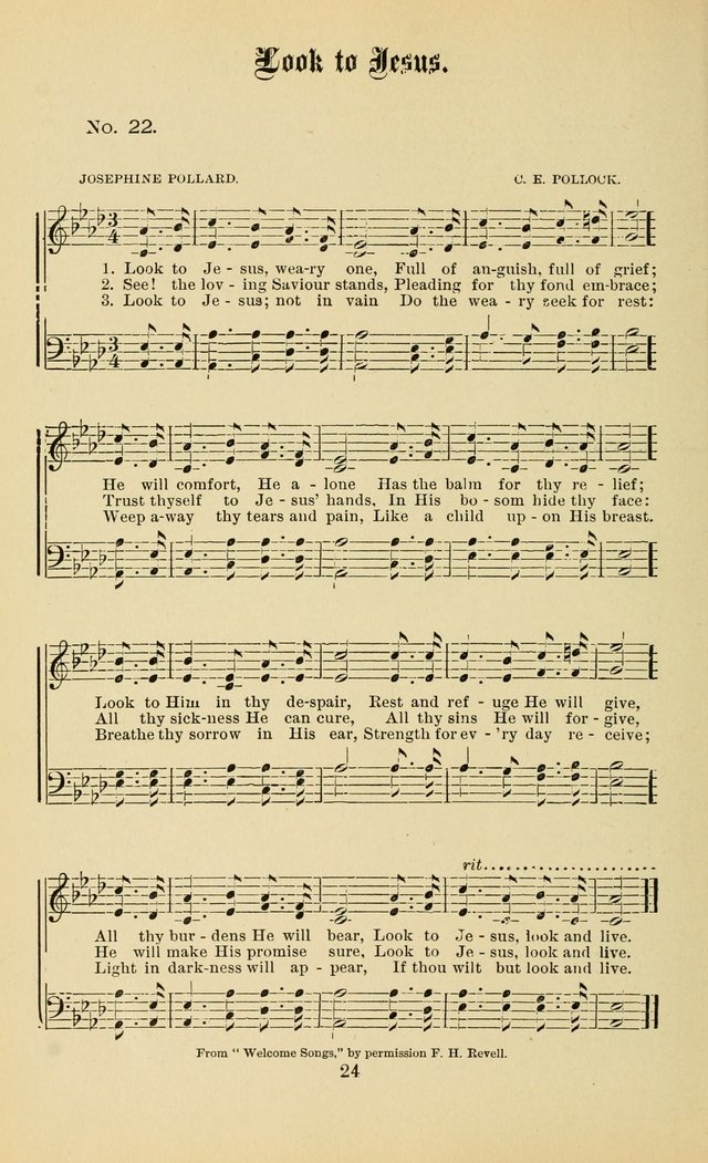 Gospel in Song: a new collection of "hymns and spiritual songs," for use in Sunday schools, praise meetings, prayer meetings, revival meetings, camp meetings and in other places ... page 24