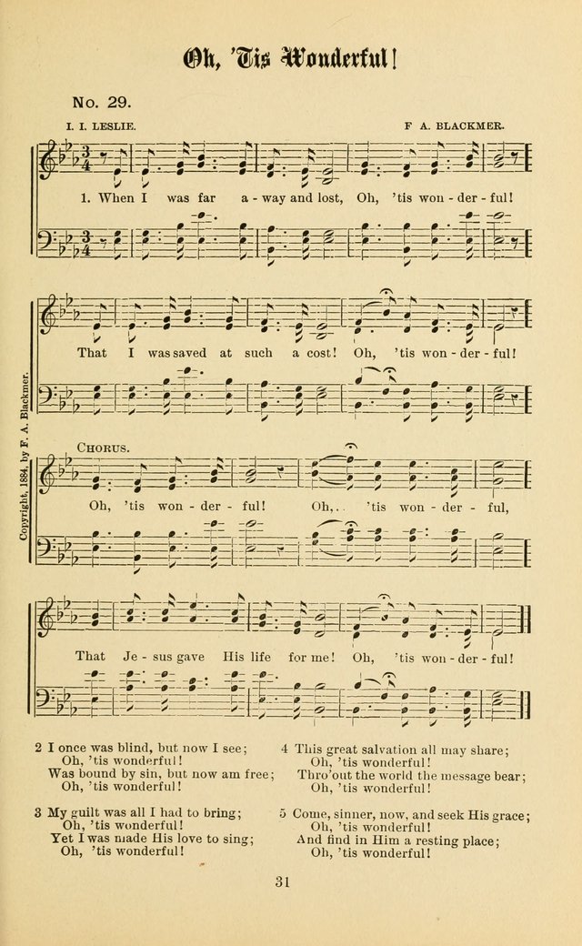 Gospel in Song: a new collection of "hymns and spiritual songs," for use in Sunday schools, praise meetings, prayer meetings, revival meetings, camp meetings and in other places ... page 31