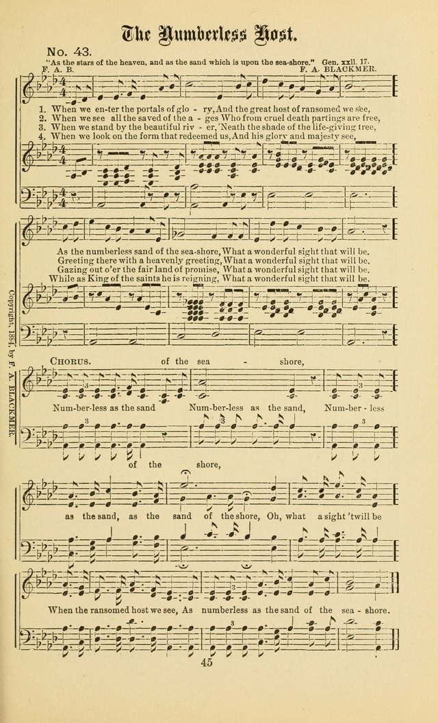 Gospel in Song: a new collection of "hymns and spiritual songs," for use in Sunday schools, praise meetings, prayer meetings, revival meetings, camp meetings and in other places ... page 45