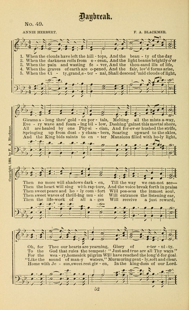 Gospel in Song: a new collection of "hymns and spiritual songs," for use in Sunday schools, praise meetings, prayer meetings, revival meetings, camp meetings and in other places ... page 52