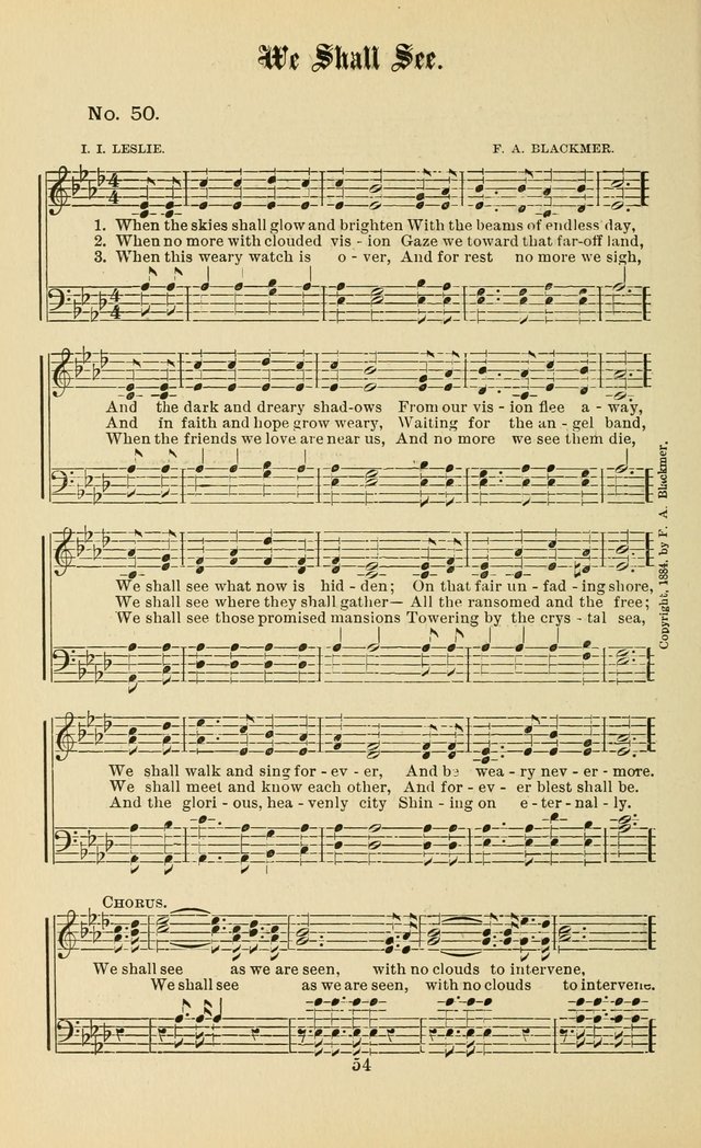 Gospel in Song: a new collection of "hymns and spiritual songs," for use in Sunday schools, praise meetings, prayer meetings, revival meetings, camp meetings and in other places ... page 54