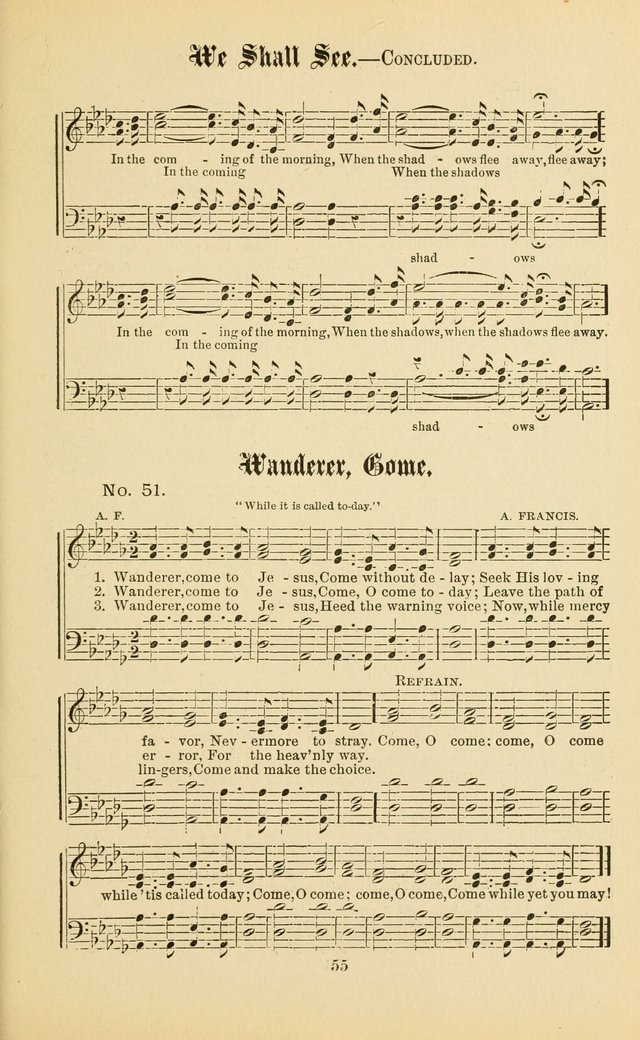 Gospel in Song: a new collection of "hymns and spiritual songs," for use in Sunday schools, praise meetings, prayer meetings, revival meetings, camp meetings and in other places ... page 55