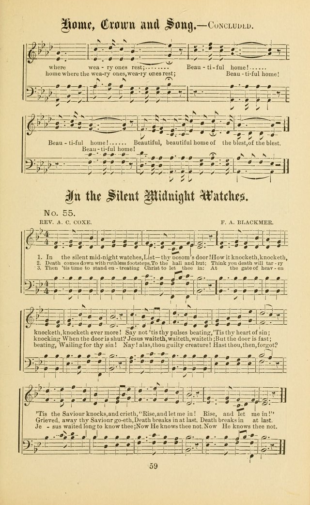 Gospel in Song: a new collection of "hymns and spiritual songs," for use in Sunday schools, praise meetings, prayer meetings, revival meetings, camp meetings and in other places ... page 59