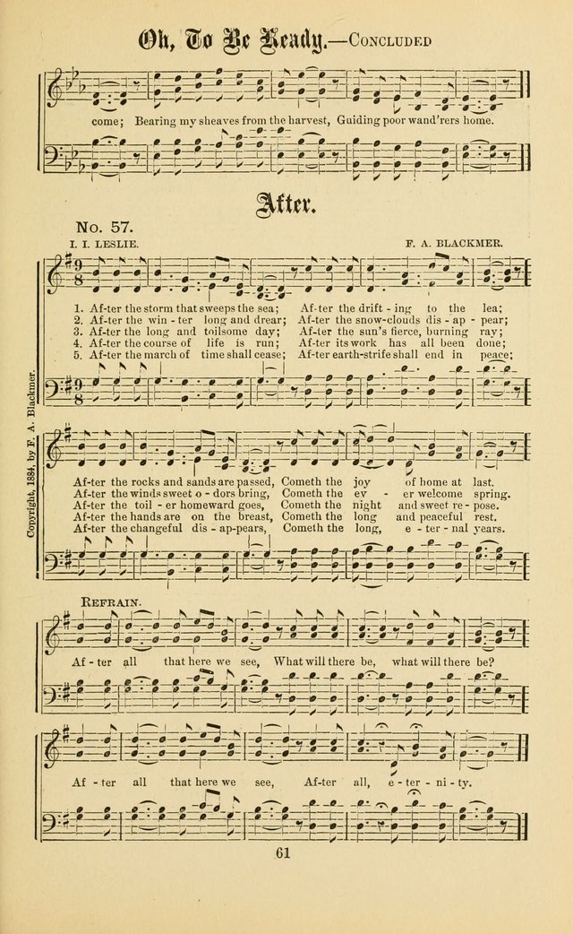 Gospel in Song: a new collection of "hymns and spiritual songs," for use in Sunday schools, praise meetings, prayer meetings, revival meetings, camp meetings and in other places ... page 61