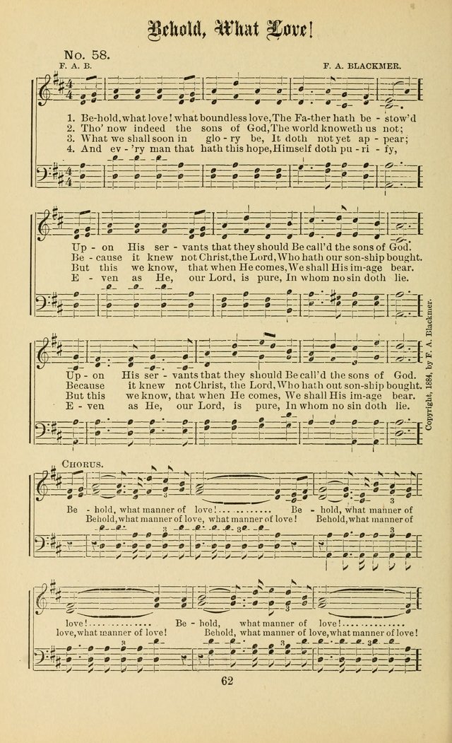 Gospel in Song: a new collection of "hymns and spiritual songs," for use in Sunday schools, praise meetings, prayer meetings, revival meetings, camp meetings and in other places ... page 62