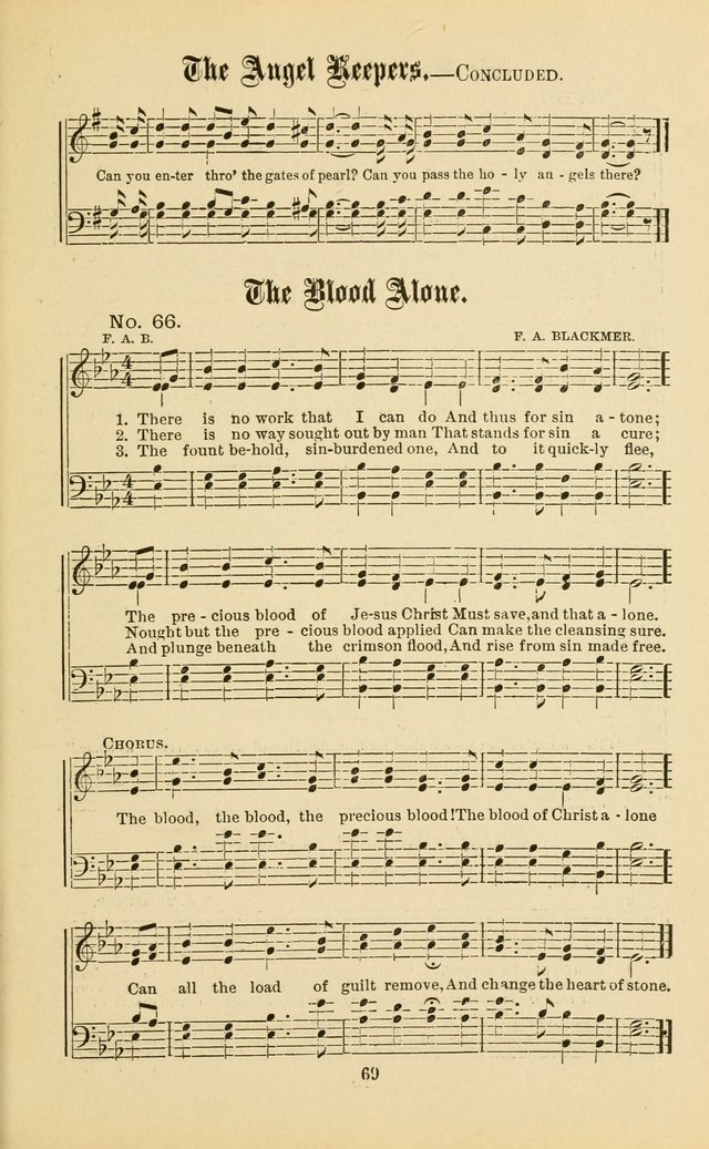 Gospel in Song: a new collection of "hymns and spiritual songs," for use in Sunday schools, praise meetings, prayer meetings, revival meetings, camp meetings and in other places ... page 69