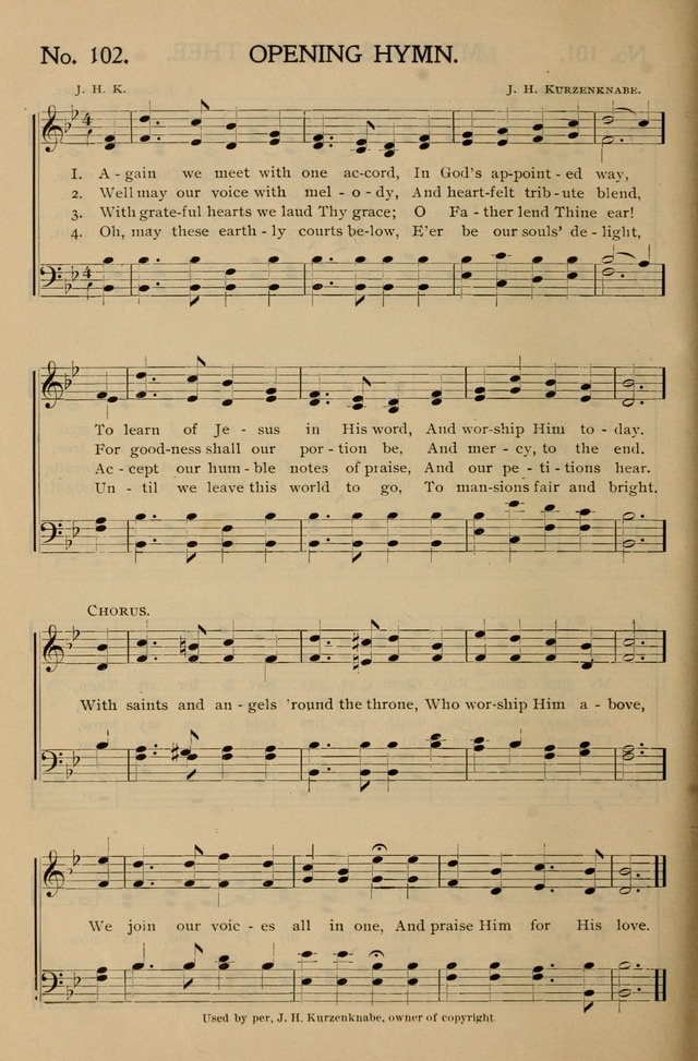 Gospel Songs and Hymns No. 1: for the sunday school, prayer meeting, social meeting, general song service page 102