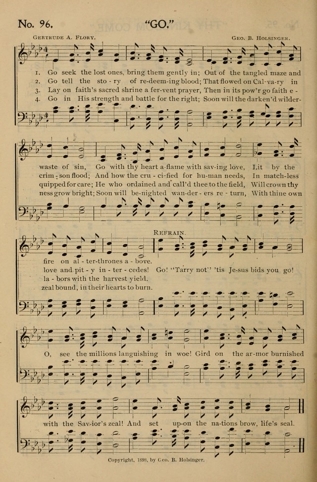 Gospel Songs and Hymns No. 1: for the sunday school, prayer meeting, social meeting, general song service page 96