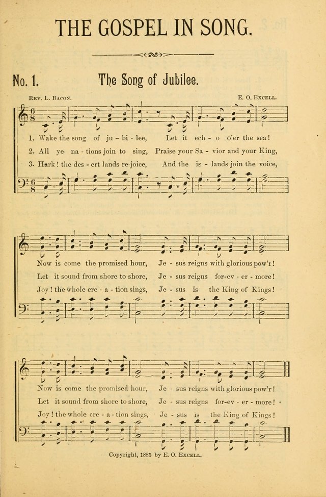 The Gospel in Song: combining "Sing the Gospel", "Echoes of Eden", and Other Selected Songs and Solos for the Sunday school page 1