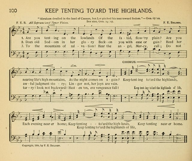 The Gospel Song Sheaf: for Sunday schools and young peoples meetings, comprising primary songs, intermediate songs, gospel and special songs, and old hymns and tunes page 100