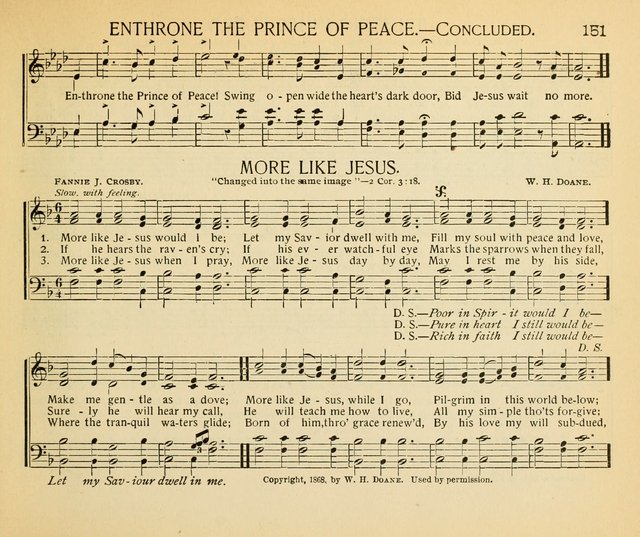 The Gospel Song Sheaf: for Sunday schools and young peoples meetings, comprising primary songs, intermediate songs, gospel and special songs, and old hymns and tunes page 151