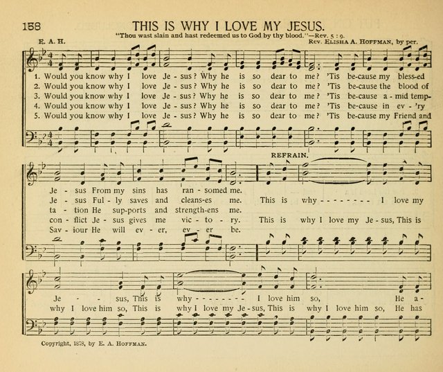 The Gospel Song Sheaf: for Sunday schools and young peoples meetings, comprising primary songs, intermediate songs, gospel and special songs, and old hymns and tunes page 158