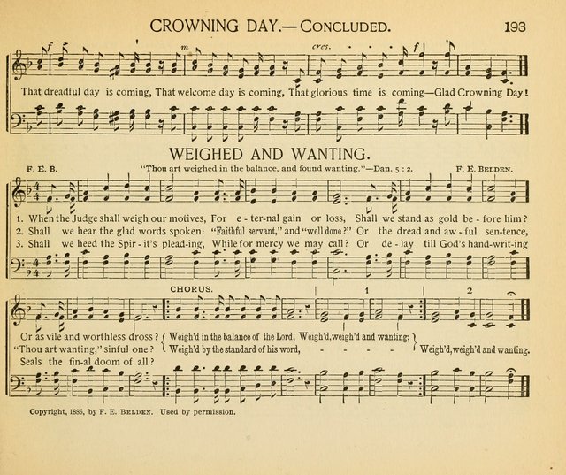 The Gospel Song Sheaf: for Sunday schools and young peoples meetings, comprising primary songs, intermediate songs, gospel and special songs, and old hymns and tunes page 193