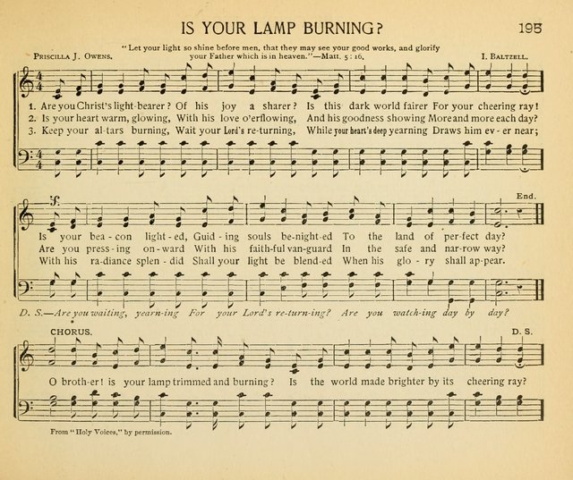 The Gospel Song Sheaf: for Sunday schools and young peoples meetings, comprising primary songs, intermediate songs, gospel and special songs, and old hymns and tunes page 195